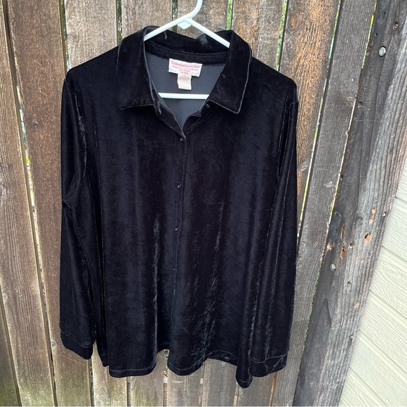 The Vermont County Store Wm’s Black Velvet Button Down Shirt Sz L - Picture 6 of 10